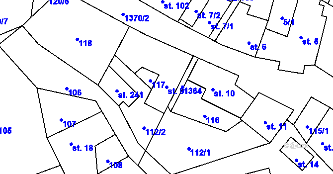Parcela st. 9 v KÚ Libořice, Katastrální mapa