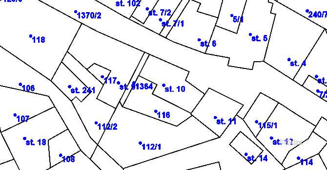 Parcela st. 10 v KÚ Libořice, Katastrální mapa