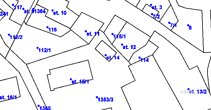 Parcela st. 14 v KÚ Libořice, Katastrální mapa