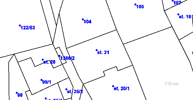 Parcela st. 21 v KÚ Libořice, Katastrální mapa
