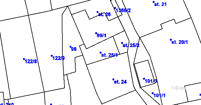 Parcela st. 25/1 v KÚ Libořice, Katastrální mapa