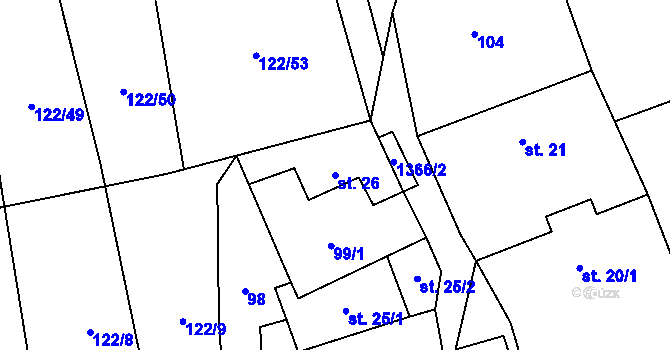 Parcela st. 26 v KÚ Libořice, Katastrální mapa