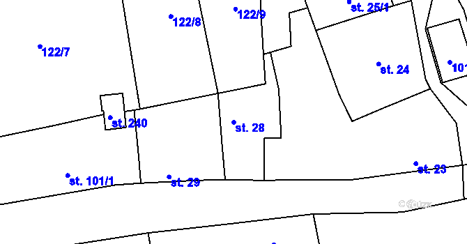 Parcela st. 28 v KÚ Libořice, Katastrální mapa