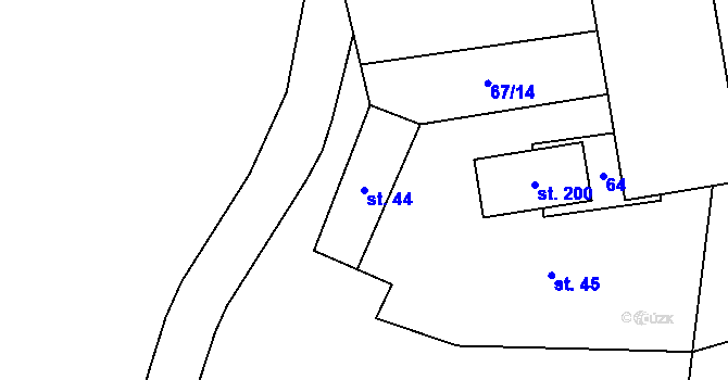 Parcela st. 44 v KÚ Libořice, Katastrální mapa