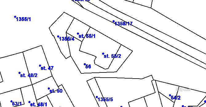 Parcela st. 55/2 v KÚ Libořice, Katastrální mapa