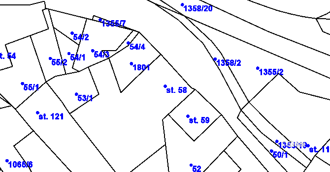Parcela st. 58 v KÚ Libořice, Katastrální mapa