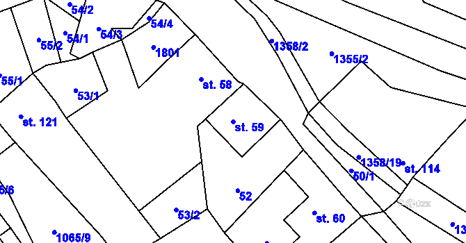 Parcela st. 59 v KÚ Libořice, Katastrální mapa