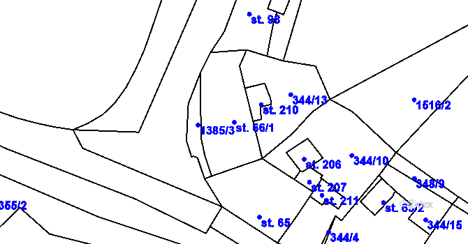 Parcela st. 66/1 v KÚ Libořice, Katastrální mapa