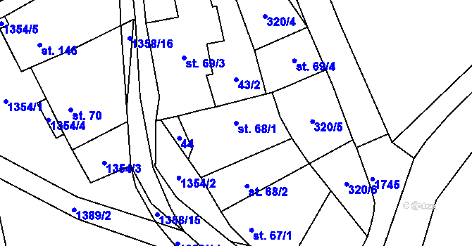 Parcela st. 68/1 v KÚ Libořice, Katastrální mapa