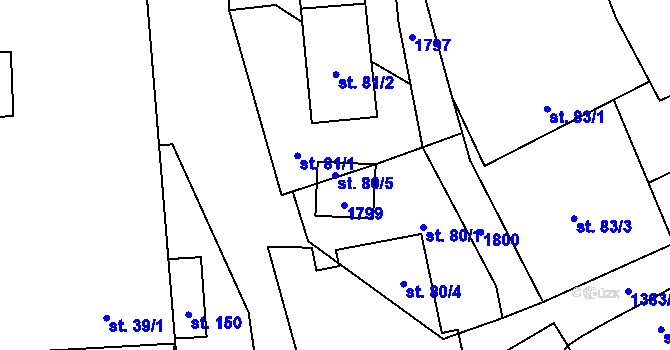 Parcela st. 80/5 v KÚ Libořice, Katastrální mapa