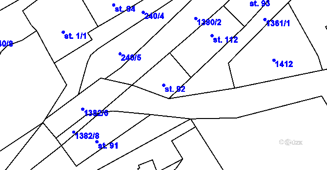Parcela st. 92 v KÚ Libořice, Katastrální mapa