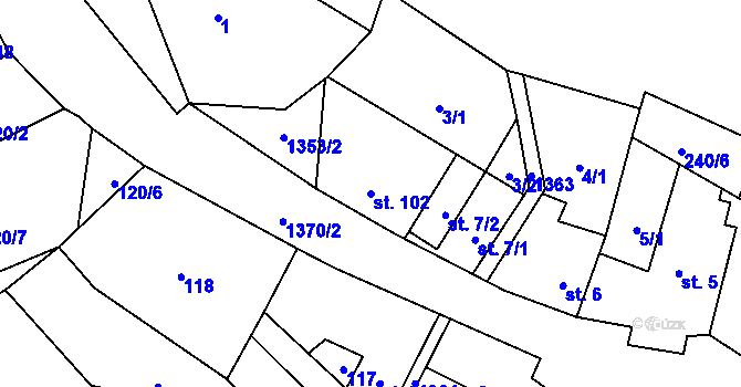 Parcela st. 102 v KÚ Libořice, Katastrální mapa