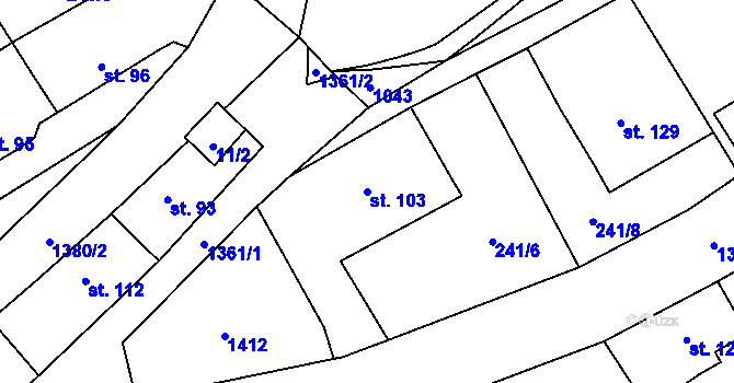 Parcela st. 103 v KÚ Libořice, Katastrální mapa