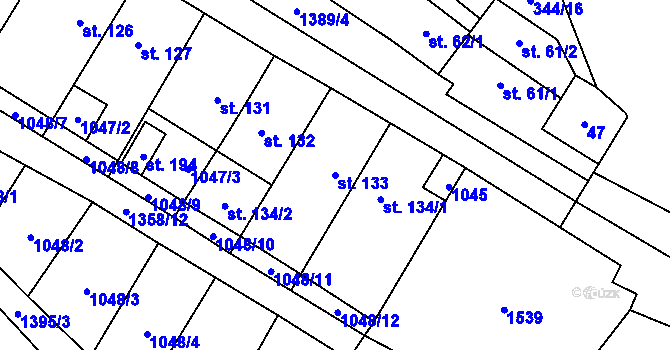 Parcela st. 133 v KÚ Libořice, Katastrální mapa