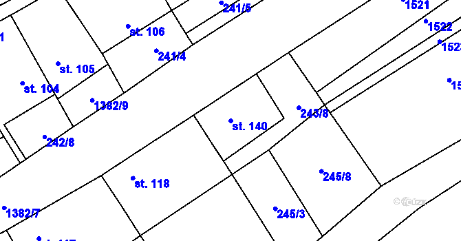 Parcela st. 140 v KÚ Libořice, Katastrální mapa