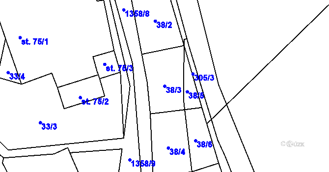 Parcela st. 38/3 v KÚ Libořice, Katastrální mapa