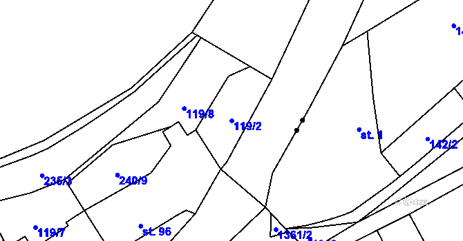 Parcela st. 119/2 v KÚ Libořice, Katastrální mapa