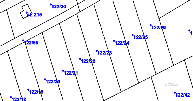 Parcela st. 122/23 v KÚ Libořice, Katastrální mapa