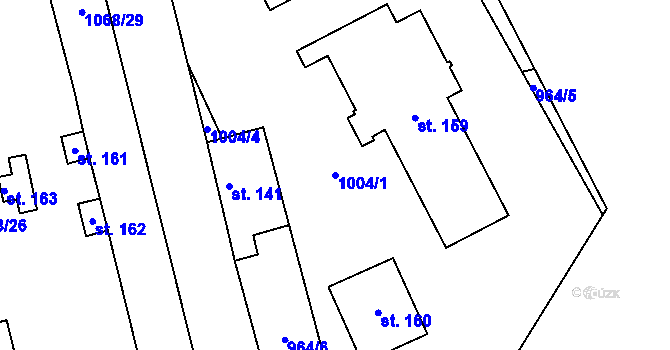 Parcela st. 1004/1 v KÚ Libořice, Katastrální mapa