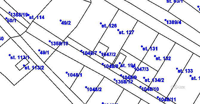 Parcela st. 1047/2 v KÚ Libořice, Katastrální mapa