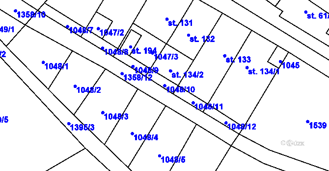 Parcela st. 1048/10 v KÚ Libořice, Katastrální mapa