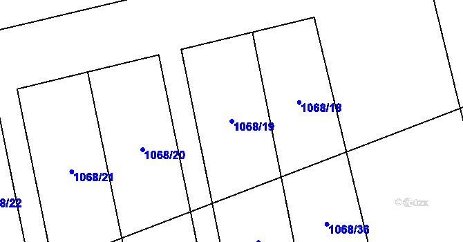 Parcela st. 1068/19 v KÚ Libořice, Katastrální mapa