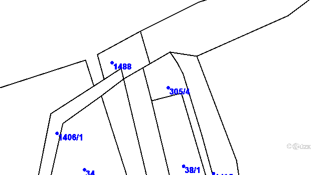Parcela st. 305/4 v KÚ Libořice, Katastrální mapa
