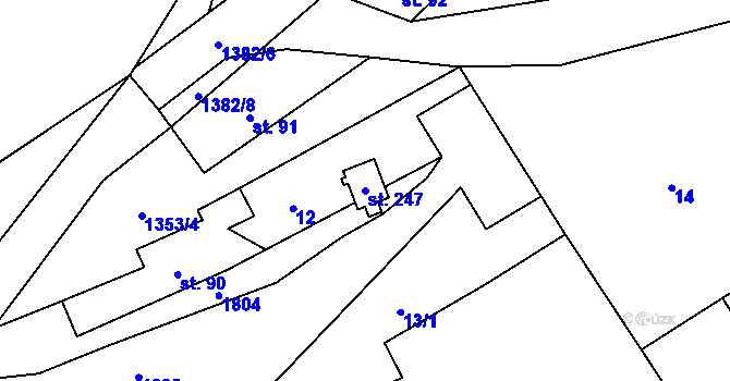 Parcela st. 247 v KÚ Libořice, Katastrální mapa