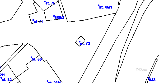 Parcela st. 72 v KÚ Železná u Libořic, Katastrální mapa