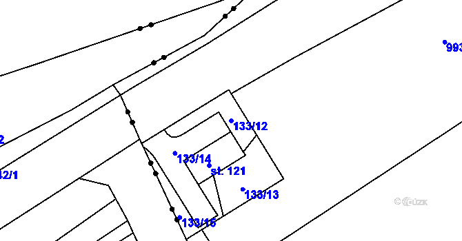 Parcela st. 133/12 v KÚ Železná u Libořic, Katastrální mapa