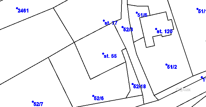 Parcela st. 55 v KÚ Libosváry u Bystřice pod Hostýnem, Katastrální mapa