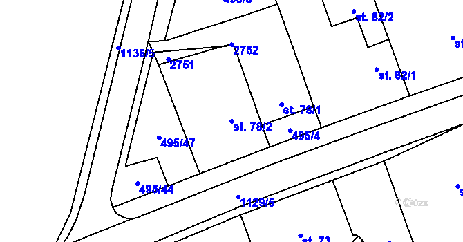 Parcela st. 78/2 v KÚ Libosváry u Bystřice pod Hostýnem, Katastrální mapa