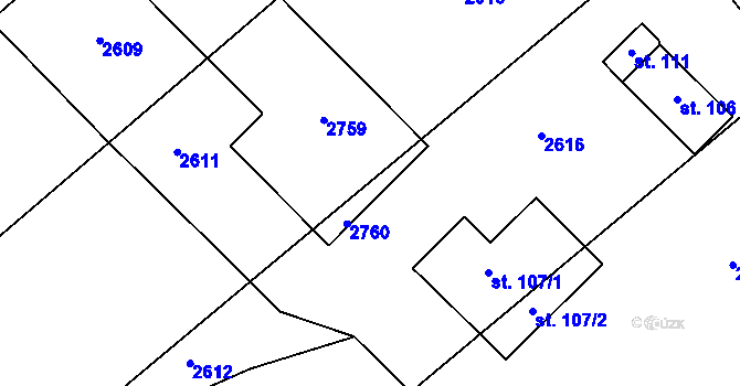Parcela st. 109/5 v KÚ Libosváry u Bystřice pod Hostýnem, Katastrální mapa