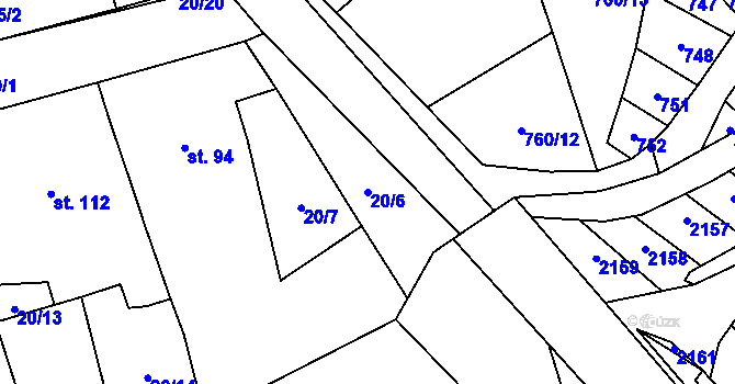 Parcela st. 20/6 v KÚ Libosváry u Bystřice pod Hostýnem, Katastrální mapa