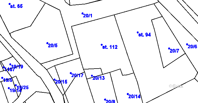 Parcela st. 20/12 v KÚ Libosváry u Bystřice pod Hostýnem, Katastrální mapa