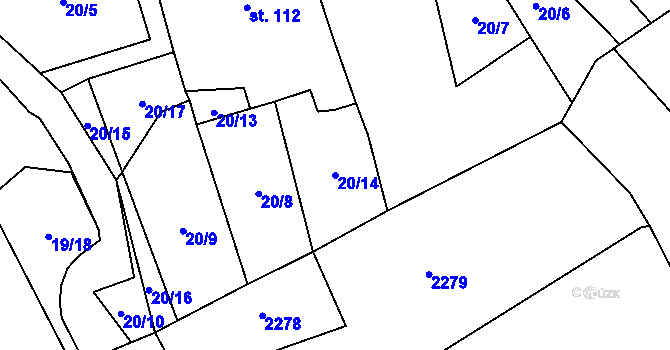 Parcela st. 20/14 v KÚ Libosváry u Bystřice pod Hostýnem, Katastrální mapa