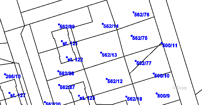 Parcela st. 562/13 v KÚ Libosváry u Bystřice pod Hostýnem, Katastrální mapa