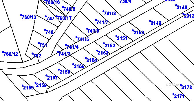 Parcela st. 2153 v KÚ Libosváry u Bystřice pod Hostýnem, Katastrální mapa