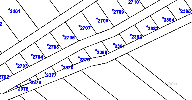 Parcela st. 2380 v KÚ Libosváry u Bystřice pod Hostýnem, Katastrální mapa