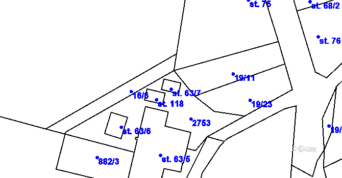 Parcela st. 63/7 v KÚ Libosváry u Bystřice pod Hostýnem, Katastrální mapa