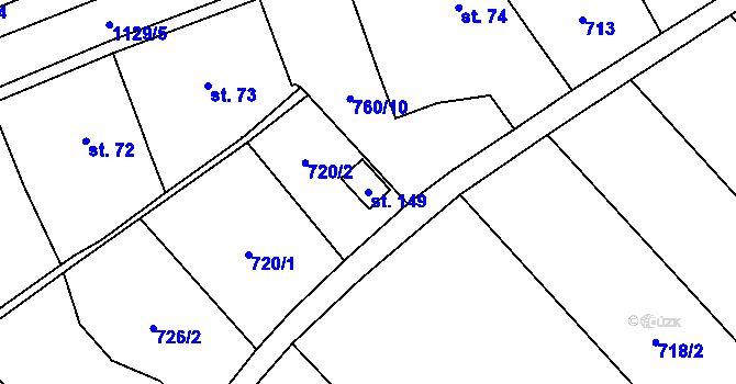 Parcela st. 149 v KÚ Libosváry u Bystřice pod Hostýnem, Katastrální mapa