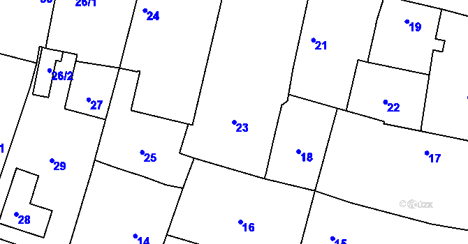 Parcela st. 23 v KÚ Krnov, Katastrální mapa