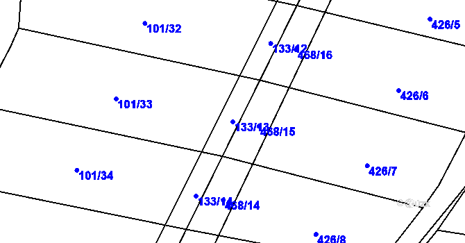 Parcela st. 133/13 v KÚ Krnov, Katastrální mapa