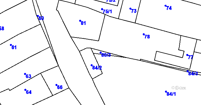 Parcela st. 80/3 v KÚ Krnov, Katastrální mapa
