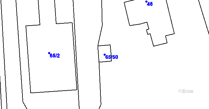 Parcela st. 65/50 v KÚ Liboš, Katastrální mapa