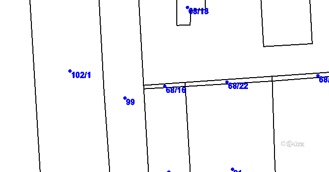 Parcela st. 68/16 v KÚ Liboš, Katastrální mapa