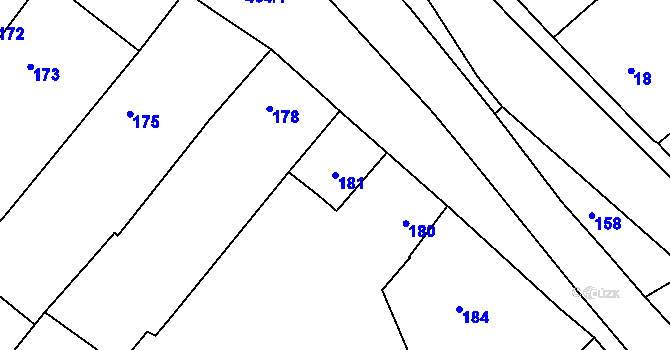Parcela st. 181 v KÚ Liboš, Katastrální mapa
