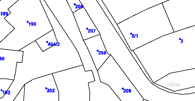 Parcela st. 208 v KÚ Liboš, Katastrální mapa