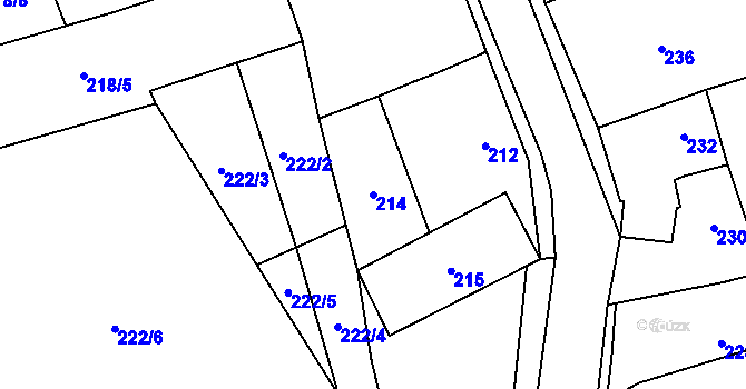 Parcela st. 214 v KÚ Liboš, Katastrální mapa