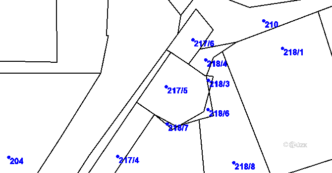 Parcela st. 217/5 v KÚ Liboš, Katastrální mapa
